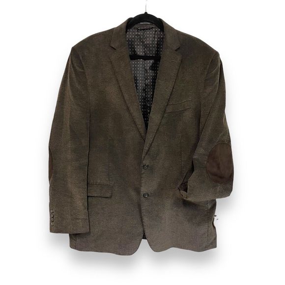 Chaps Mens Brown Corduroy Blazer Sports Coat 100% Cotton‎ size 46L Elbow Patches - Picture 1 of 9